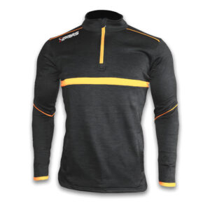Custom GAA Half Zip Top featuring premium performance fabric, club crest branding, sponsor logos, personalized team colours, and professional Gaelic Games teamwear design.