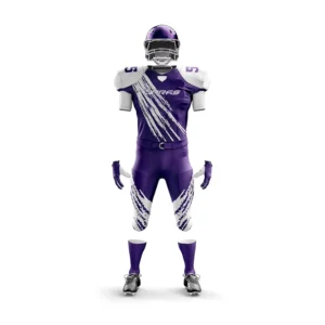 Custom American Football Uniform featuring a premium sublimated football jersey and pants with team colours, player names, numbers, custom logos, and sponsor branding for youth and adult football teams.