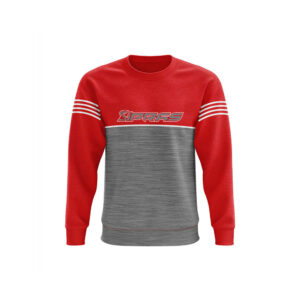 Custom GAA Crewneck Jumper featuring premium performance fabric, personalized club crest, sponsor logo branding, custom team colours, and professional Gaelic Games teamwear design.
