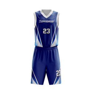 Premium Custom Basketball Uniform with sublimated basketball jersey and shorts manufactured by SIPRAS Industries for basketball teams, clubs, schools, universities, academies, and sports brands.