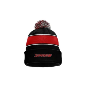 Custom GAA Beanie Hat with embroidered club crest and personalised team colours for Gaelic Football, Hurling, Camogie & LGFA
