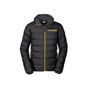 Custom GAA puffer jacket featuring premium thermal insulation, weather-resistant outer shell, embroidered club crest, sponsor logos, county branding, team colours, and professional Gaelic Games winter outerwear for Gaelic Football, Hurling, Camogie, and LGFA teams.