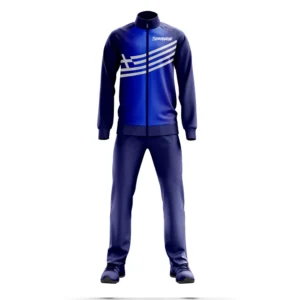 Custom sports tracksuits featuring team track jackets, track pants, athletic training wear, warm-up suits and sublimated sportswear manufactured by SIPRAS Industries.
