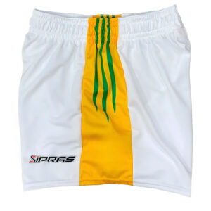 Professional custom GAA Gaelic shorts featuring lightweight breathable performance fabric, club crest customization, sponsor logo branding, player numbers, and sublimated team colours for Gaelic Football, Hurling, and Camogie teams.