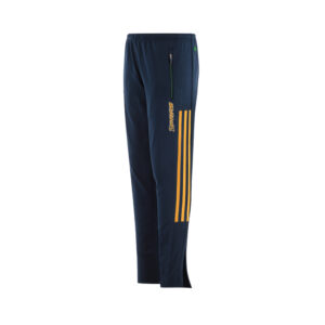 Custom GAA Team Trousers featuring premium performance fabric, tapered athletic fit, zip pockets, club crest, sponsor logos, and custom branding for Gaelic Football, Hurling, Camogie & LGFA teams.