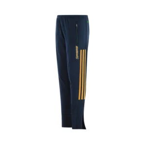 Custom GAA Team Trousers featuring premium performance fabric, tapered athletic fit, zip pockets, club crest, sponsor logos, and custom branding for Gaelic Football, Hurling, Camogie & LGFA teams.