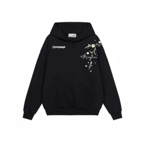 Premium distressed embroidered oversized hoodie made from heavyweight cotton for luxury streetwear by SIPRAS Industries.