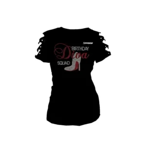 Custom rhinestone bling t-shirts with crystal embellishments manufactured by SIPRAS Industries