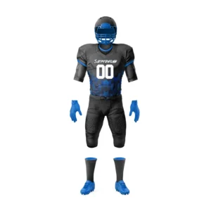 Premium Custom American Football Uniform featuring sublimated football jersey and pants manufactured by SIPRAS Industries for football teams, clubs, schools, universities, and sports brands.