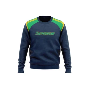 Custom GAA Crewneck Jumper featuring premium performance fabric, club crest branding, sponsor logos, and personalized team colours for Gaelic Games teams.