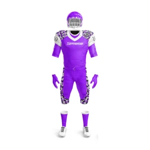 Premium Custom American Football Uniform with sublimated football jersey and pants by SIPRAS Industries for football teams, clubs, schools, universities, and sports brands.