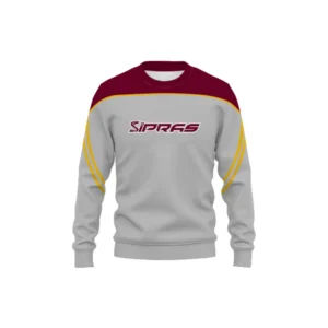 Custom GAA Crewneck Jumper featuring premium performance fabric, club crest branding, sponsor logos, custom team colours, and personalized Gaelic Games teamwear design.