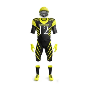 Custom American Football Uniform with sublimated football jersey and pants manufactured by SIPRAS Industries for football teams, clubs, schools, universities, and sports brands.