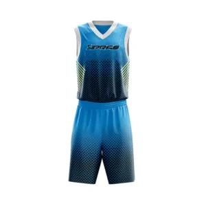 Custom Basketball Uniform by SIPRAS Industries featuring premium sublimated basketball jersey and shorts for basketball teams, clubs, schools, universities, academies, and sports brands.