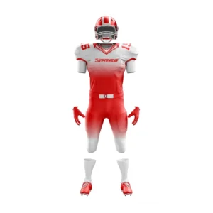 Custom American Football Uniform with premium sublimated football jersey and pants manufactured by SIPRAS Industries for football teams, clubs, schools, universities, and sports brands.