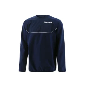 Custom GAA performance jacket featuring lightweight windproof fabric, breathable construction, embroidered club crest, sponsor logos, county colours, player name personalization, and premium Gaelic Games teamwear for Gaelic Football, Hurling, Camogie, and LGFA teams.