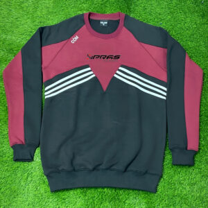 Custom GAA Crewneck Jumper featuring premium performance fabric, custom club crest, sponsor logo branding, personalized team colours, and professional Gaelic Games teamwear design.