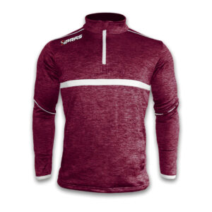 Elite custom GAA half zip training top featuring premium moisture-wicking performance fabric, club crest branding, sponsor logos, player name personalization, and fully sublimated team colours for Gaelic Football, Hurling, Camogie, and LGFA teams.