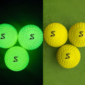 Professional Glow-in-the-Dark Hurling Ball featuring UV-activated glow technology, premium dimple surface, superior grip, high visibility, and championship-quality performance for Hurling, Camogie & Gaelic Games.