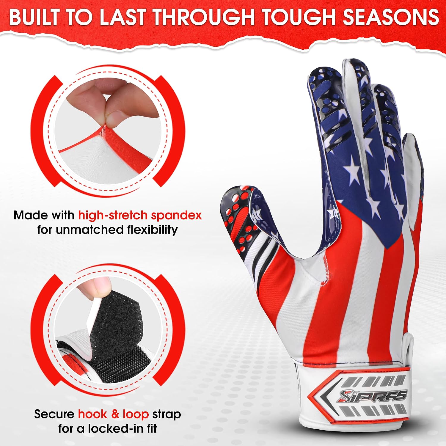 American Football Receiver Gloves for Catching and Grip – SIPRAS INDUSTRIES