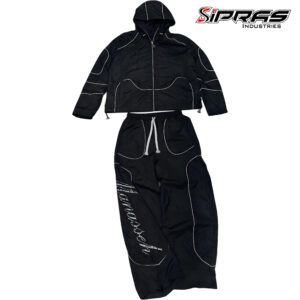 Custom streetwear nylon set with lightweight jacket and matching pants