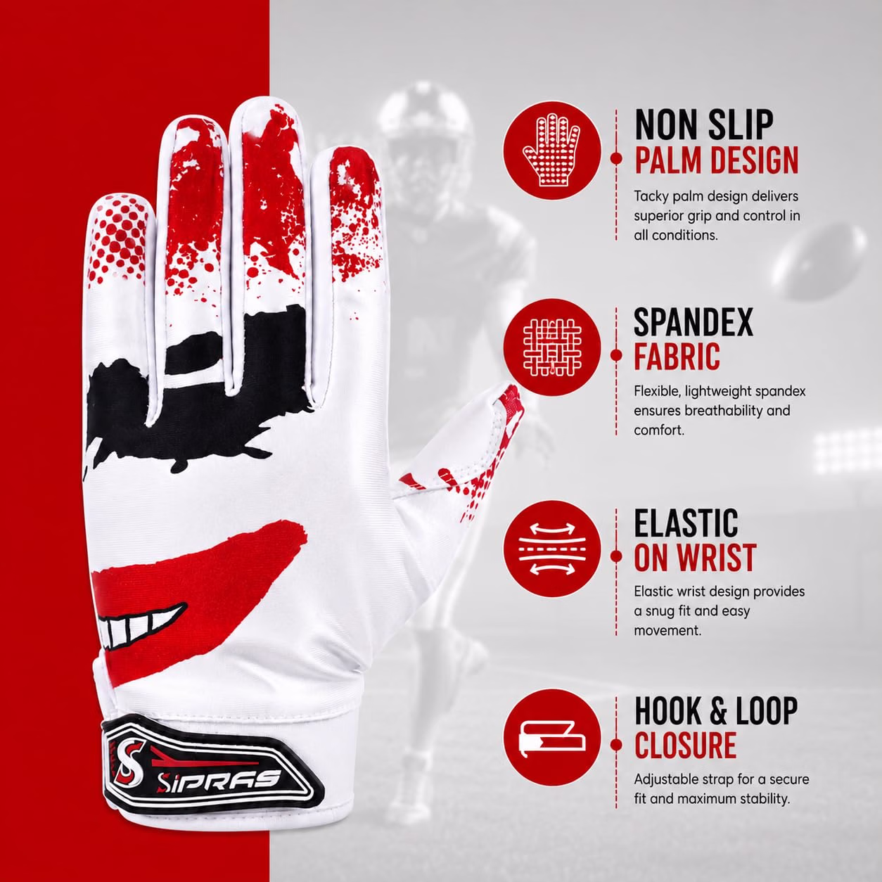 American Football Receiver Gloves for Catching and Grip – SIPRAS INDUSTRIES