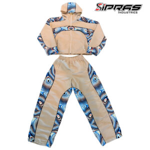 Custom nylon streetwear two piece set with matching jacket and trousers