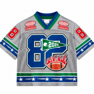 Streetwear mesh football jersey with oversized fit, breathable mesh fabric and custom football graphics