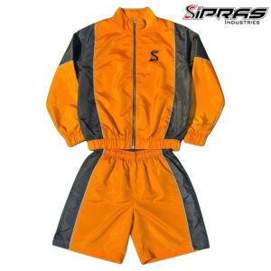 Streetwear nylon set with custom jacket and matching pants for urban fashion